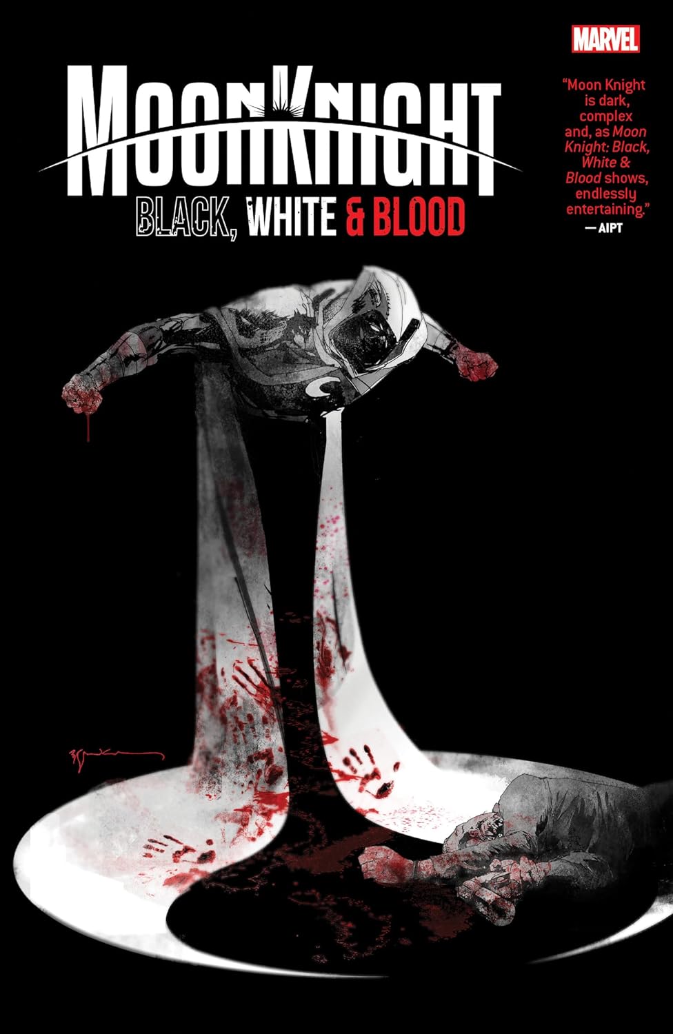 Benjamin Percy, Marc Guggenheim, Murewa Ayodele, Chris Bachalo, Ann Nocenti, Jim Zub, Nadia Shammas, Dotun Akande, Jorge Fornés, Vanessa R. Del Rey, David Pepose, Leonardo Romero, Chris Sotomayor, Patch Zircher, Erica Shultz, David Lopez, Djibril Morissette-Phan, Stefano Raffaele, Christopher Cantwell, Alex Lins, Dante Bastianoni, Paul Azaceta, Jonathan Hickman: Moon Knight: Black, White & Blood (GraphicNovel, 2022, Marvel)